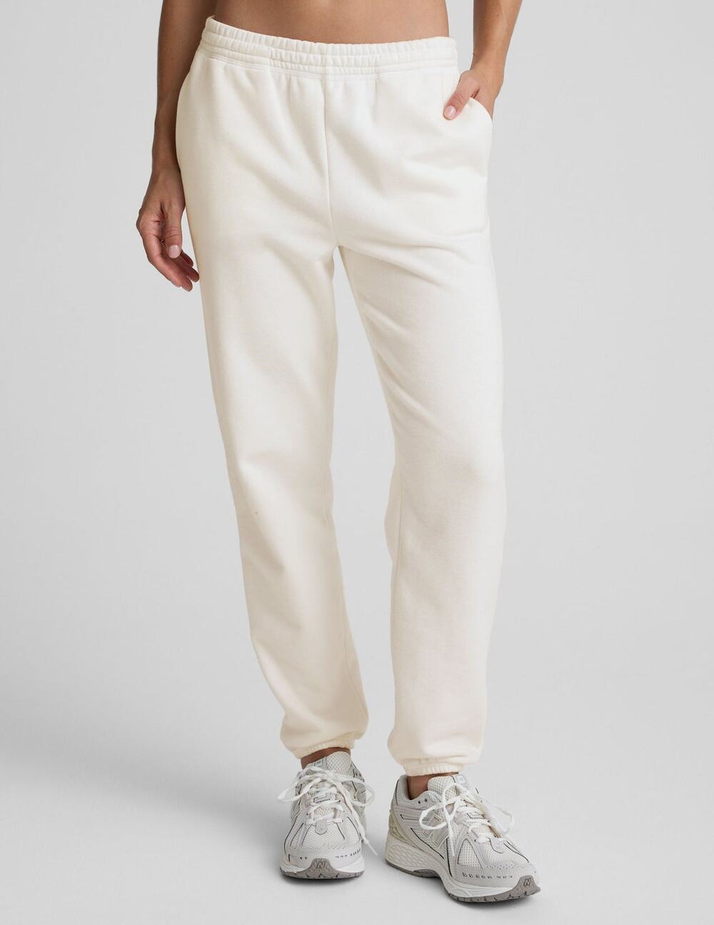 Beyond Yoga Luxe Fleece On the Go Jogger Sweatpant Small Fresh Snow White